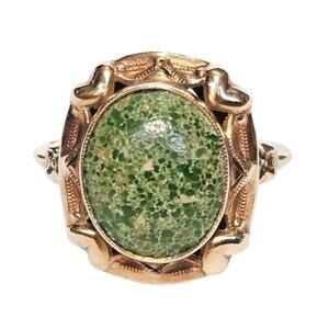 Vintage Mid-Century 10K Gold Turquoise or Variscite Ring